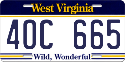 WV license plate 4OC665