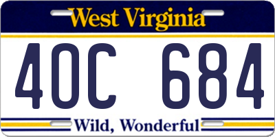 WV license plate 4OC684