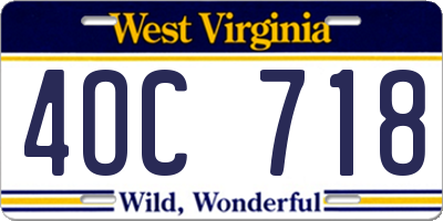 WV license plate 4OC718