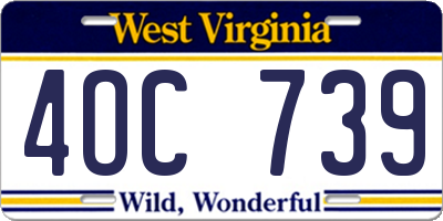 WV license plate 4OC739