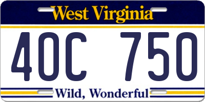 WV license plate 4OC750