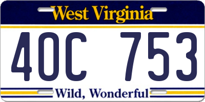 WV license plate 4OC753