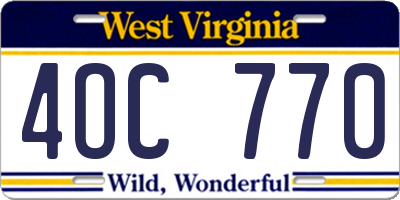 WV license plate 4OC770