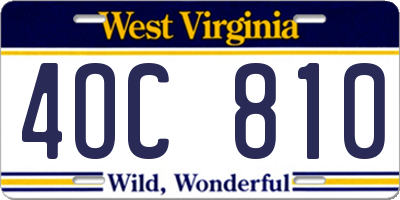 WV license plate 4OC810