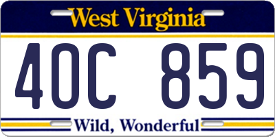 WV license plate 4OC859