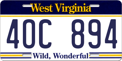 WV license plate 4OC894