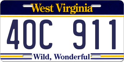 WV license plate 4OC911