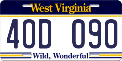 WV license plate 4OD090
