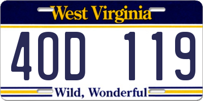 WV license plate 4OD119