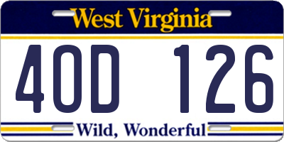WV license plate 4OD126
