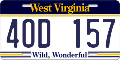 WV license plate 4OD157