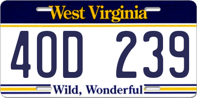WV license plate 4OD239