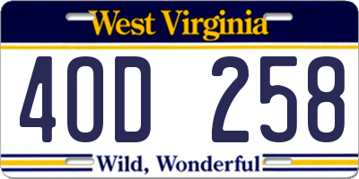 WV license plate 4OD258