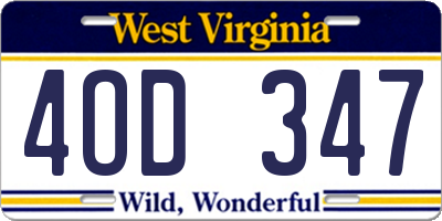 WV license plate 4OD347