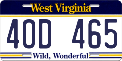 WV license plate 4OD465