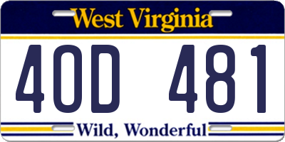 WV license plate 4OD481