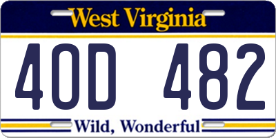WV license plate 4OD482