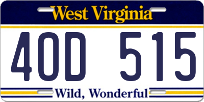 WV license plate 4OD515