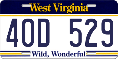 WV license plate 4OD529