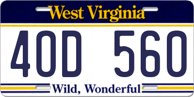 WV license plate 4OD560