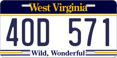 WV license plate 4OD571