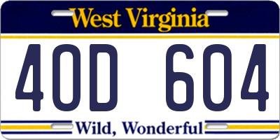 WV license plate 4OD604