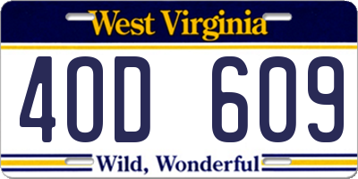 WV license plate 4OD609