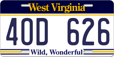 WV license plate 4OD626