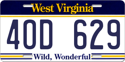 WV license plate 4OD629