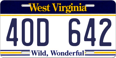 WV license plate 4OD642