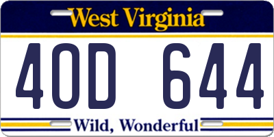WV license plate 4OD644