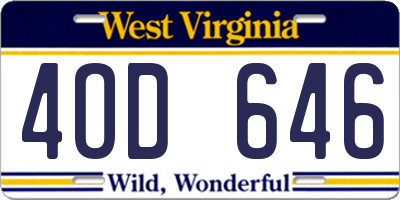 WV license plate 4OD646
