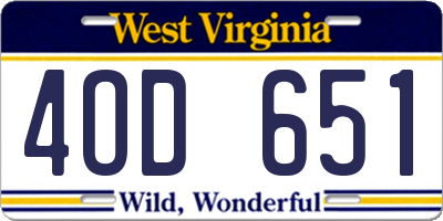 WV license plate 4OD651