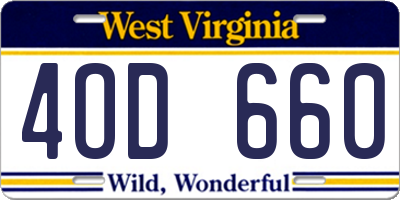 WV license plate 4OD660