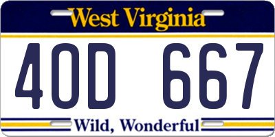 WV license plate 4OD667
