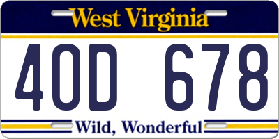 WV license plate 4OD678
