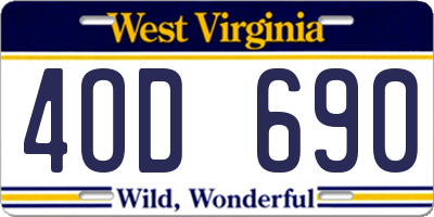 WV license plate 4OD690