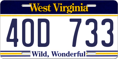 WV license plate 4OD733