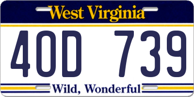 WV license plate 4OD739
