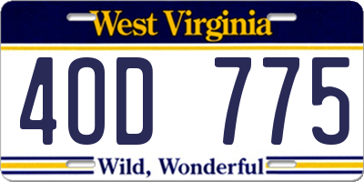 WV license plate 4OD775
