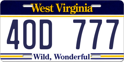 WV license plate 4OD777
