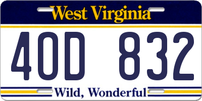 WV license plate 4OD832
