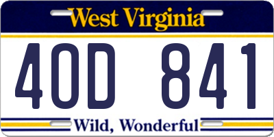 WV license plate 4OD841