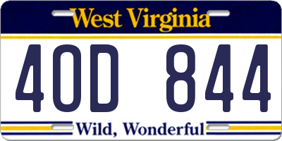 WV license plate 4OD844