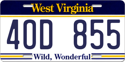WV license plate 4OD855