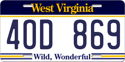 WV license plate 4OD869