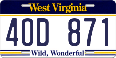 WV license plate 4OD871