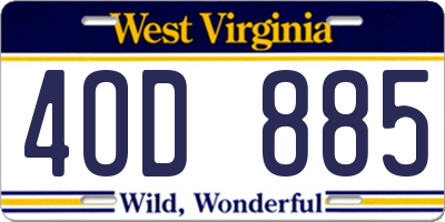 WV license plate 4OD885