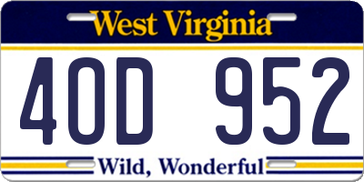 WV license plate 4OD952