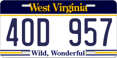 WV license plate 4OD957